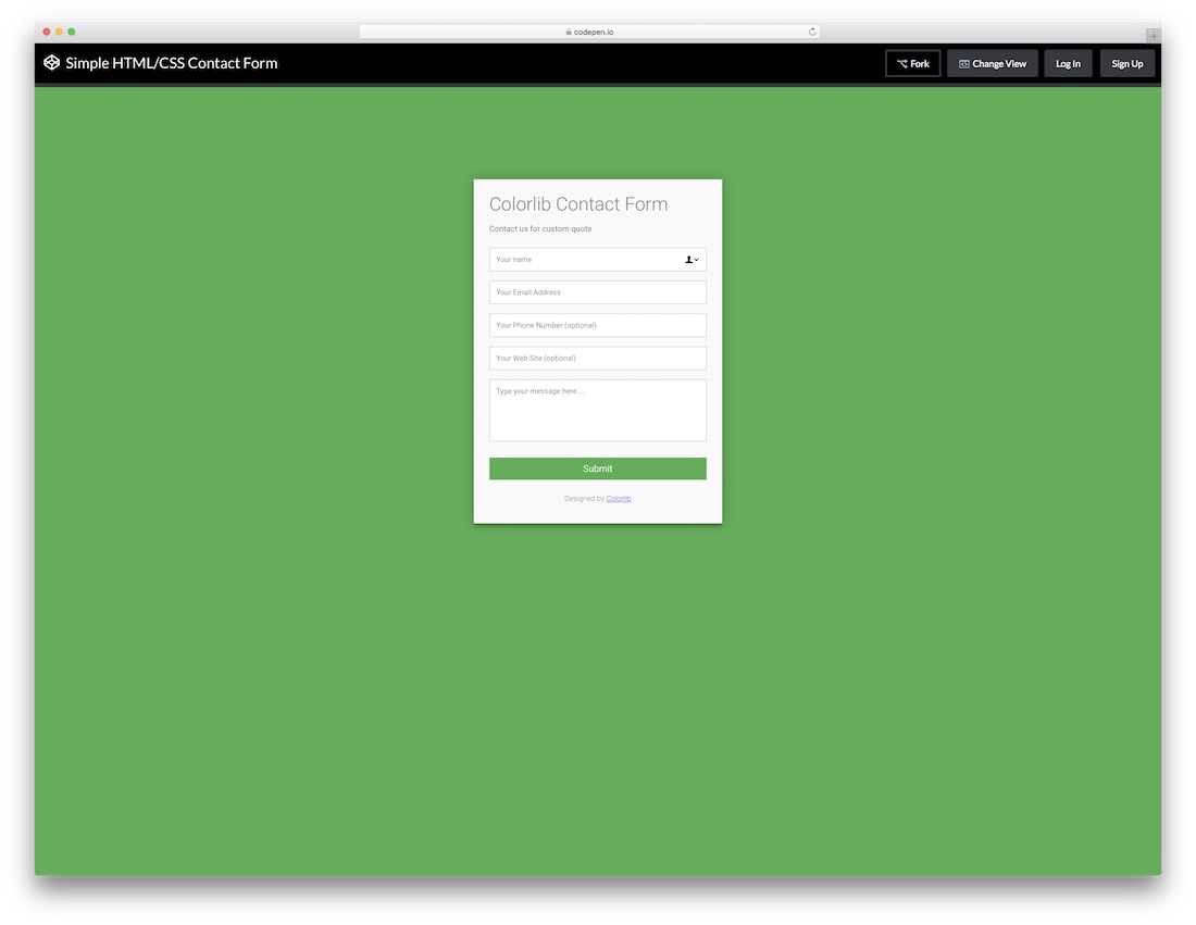 modèle de formulaire de contact colorlib réactif