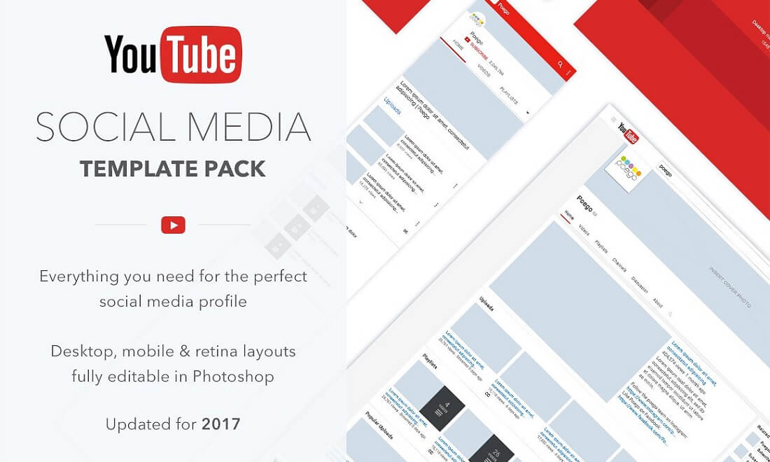 pakiet szablonów mediów społecznościowych youtube