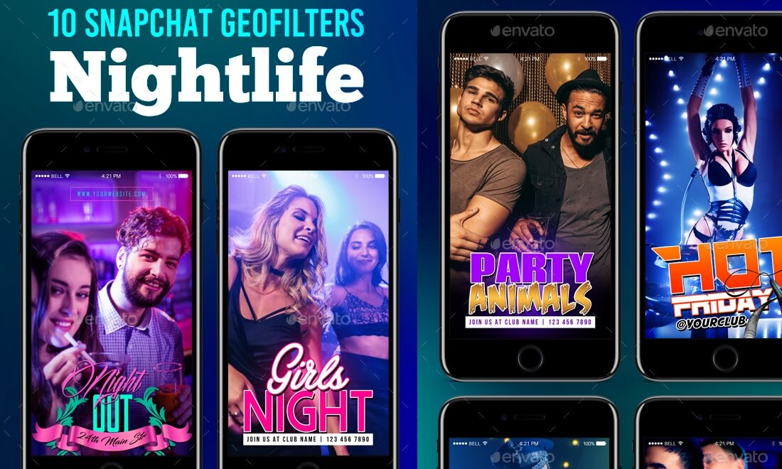 szablony geofiltrów snapchat życia nocnego