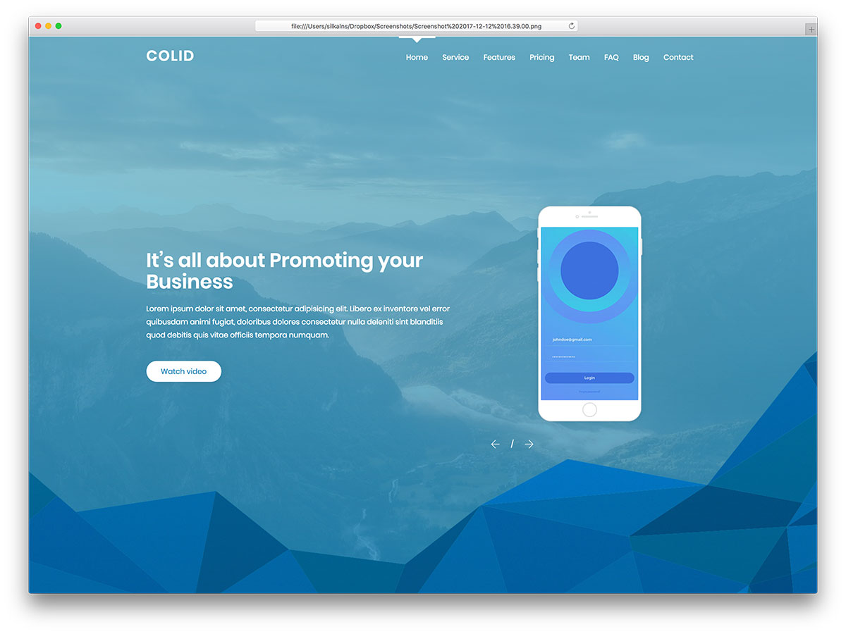 colid free mobile-friendly website template