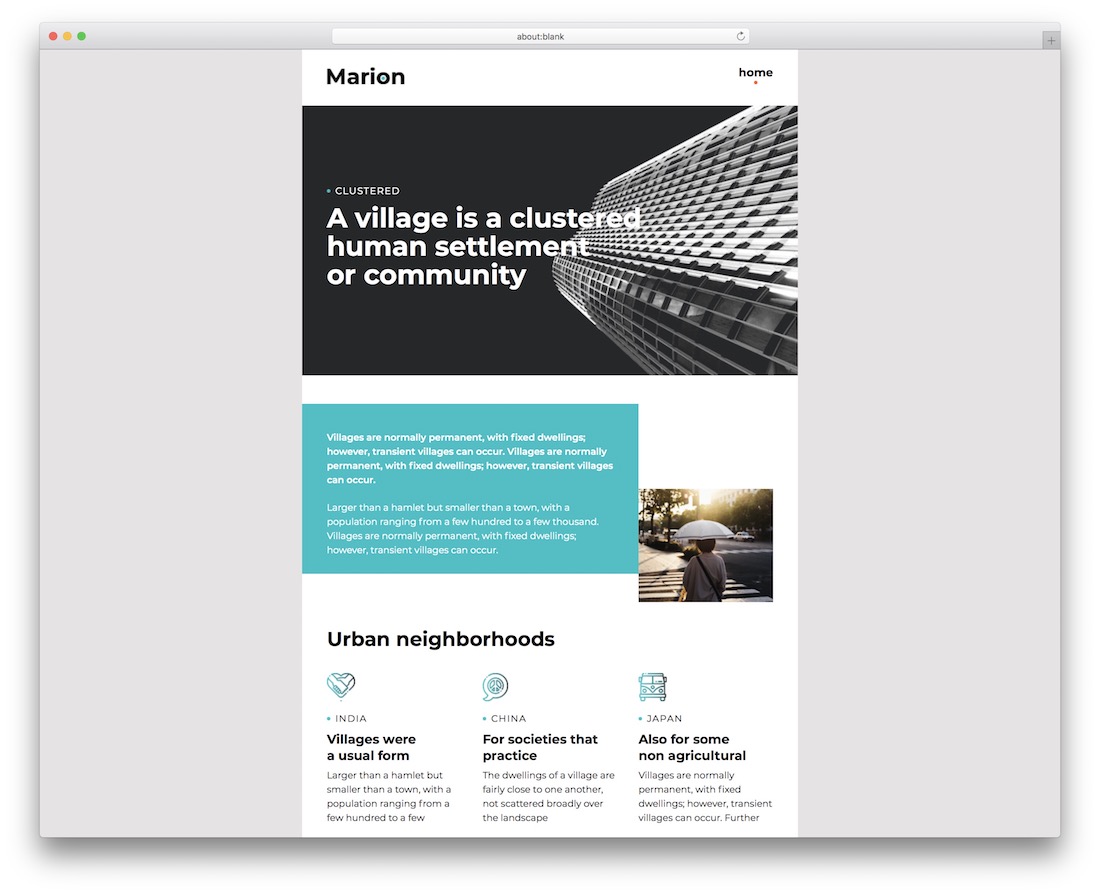 เทมเพลตอีเมล marion mailchimp