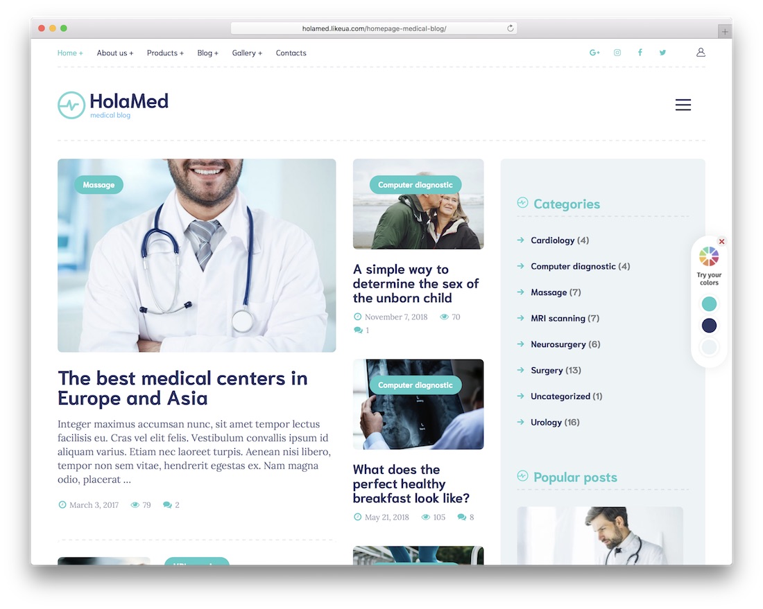thème wordpress médical santé holamed