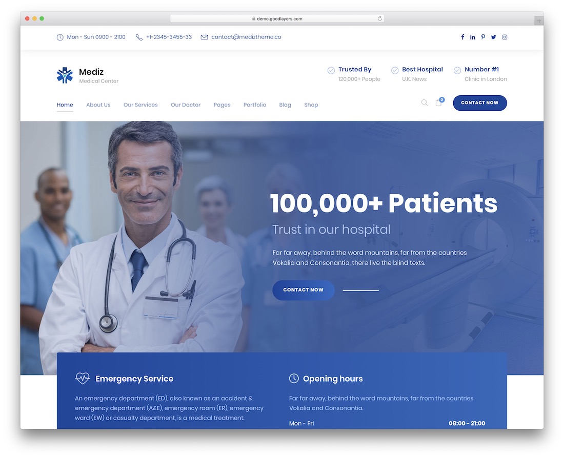 thème wordpress médical mediz santé
