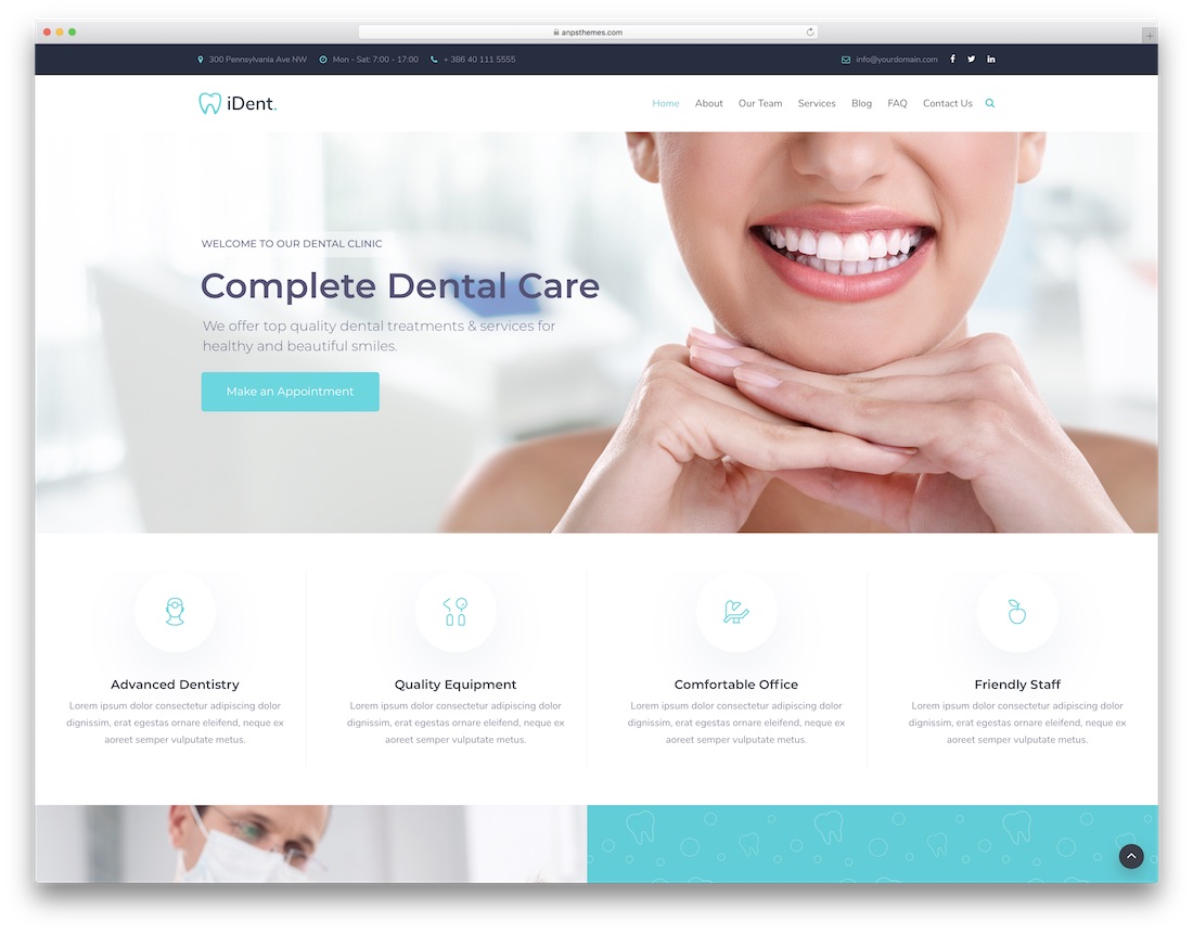 ident wordpress diş hekimi teması