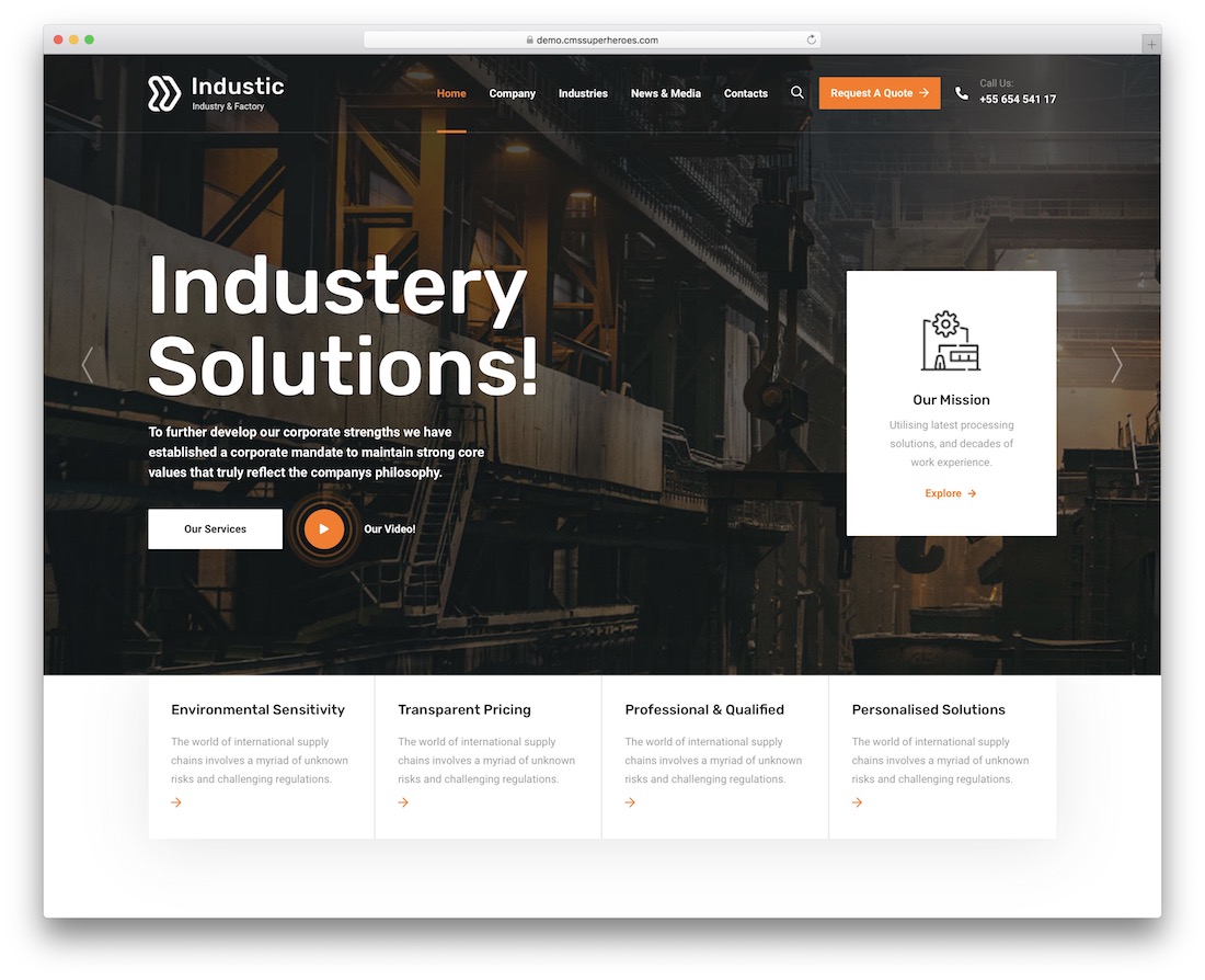 tema de wordpress industrial indústico