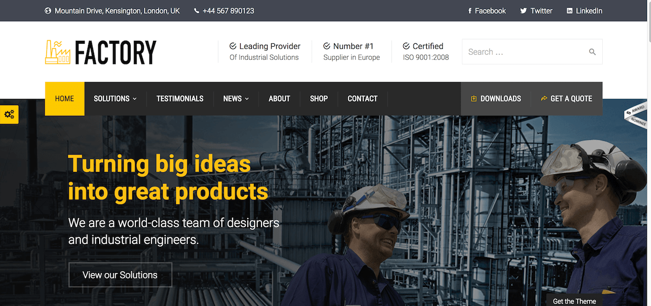 Factory - Tema de WordPress para empresas industriales
