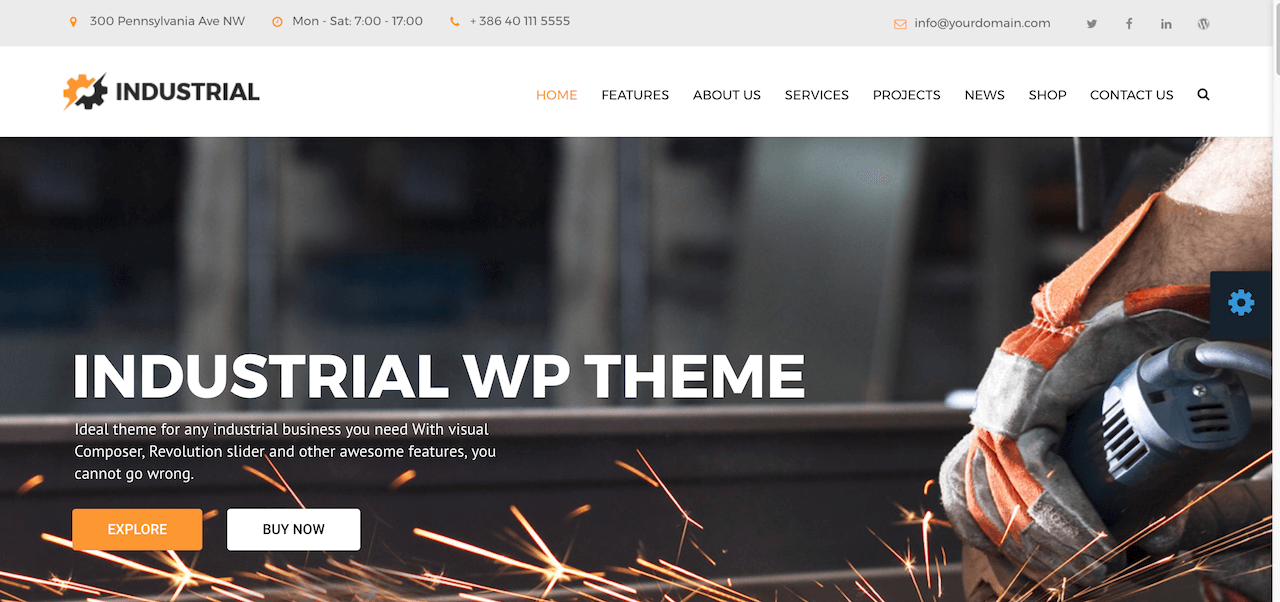 Industrial: fábrica, industria, fabricación, tema de WordPress