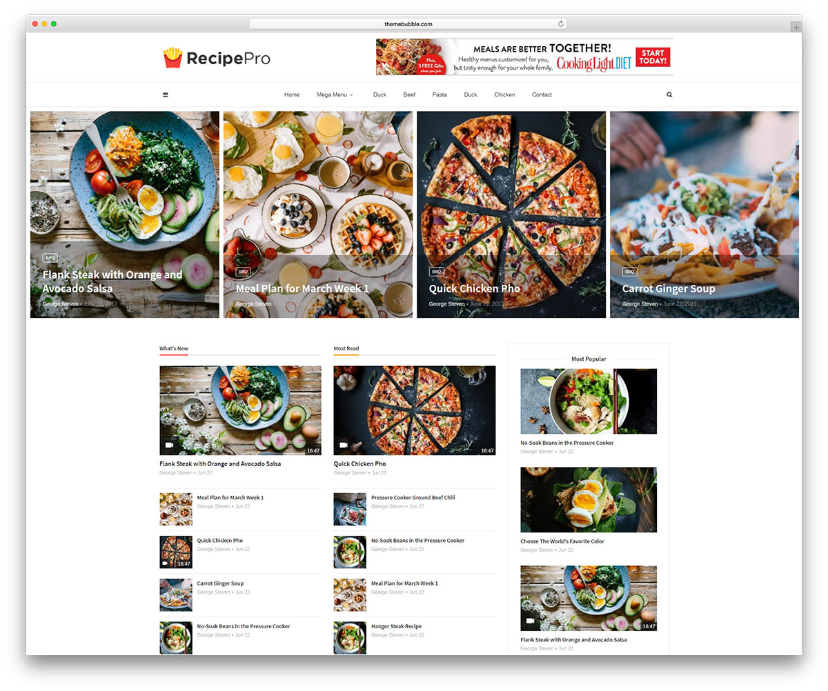 食物食譜 WordPress 主題