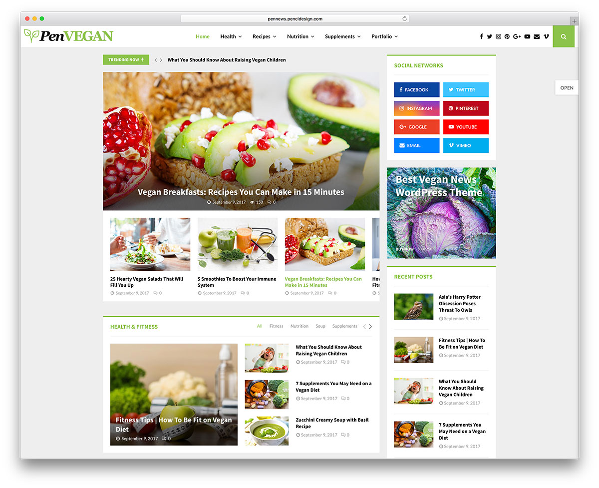 素食博客 WordPress 主題