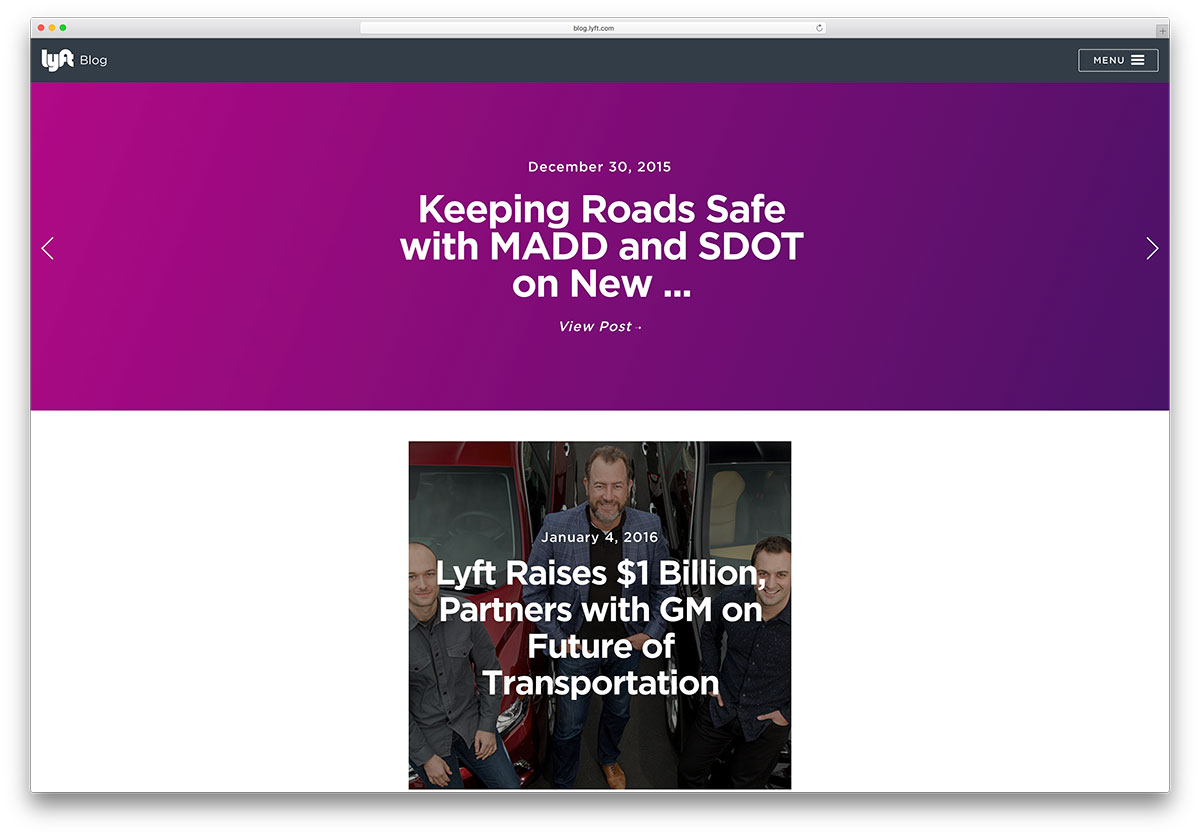 lyft 汽車租賃公司博客與 Squarespace