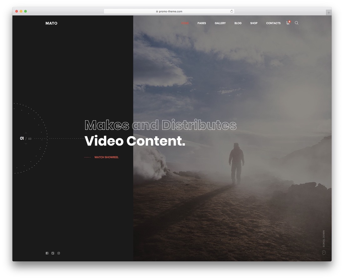 modello di sito web per videomaker mato