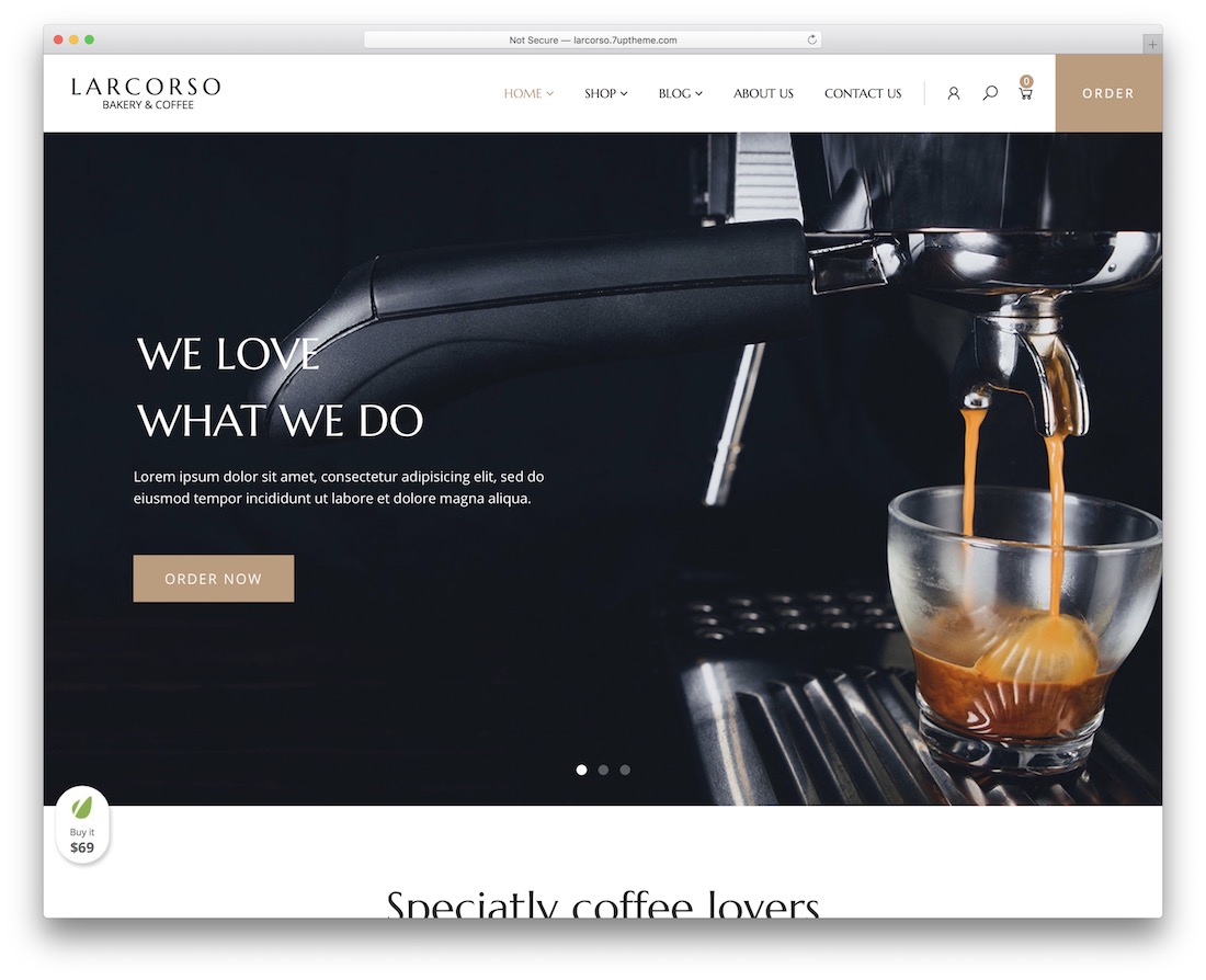 larcorso 咖啡店 wordpress 主題