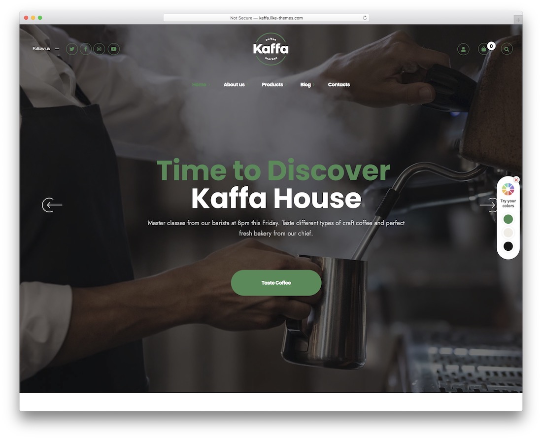 kaffa 咖啡店 wordpress 主題