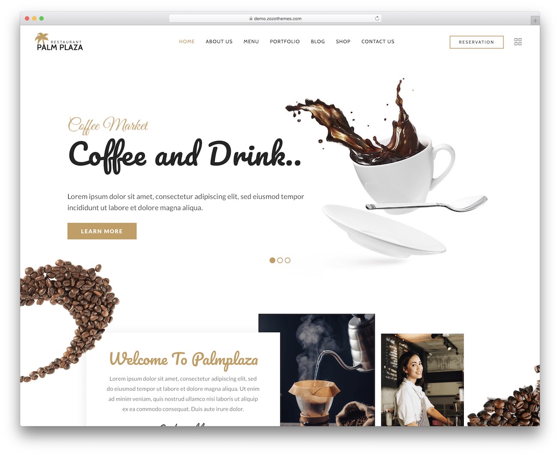 palmplaza 咖啡店 wordpress 主題