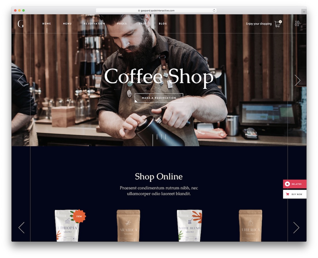 加斯帕咖啡店 wordpress 主題