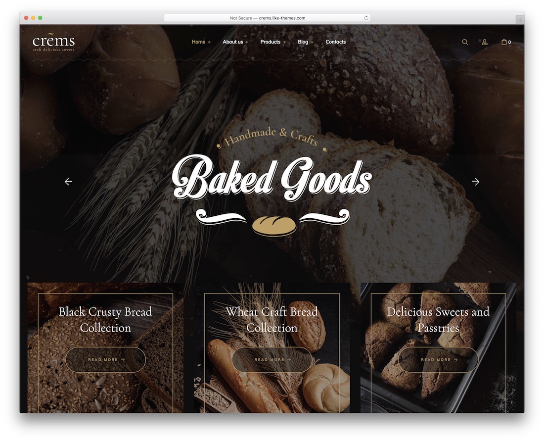 Kremy piekarnia wordpress motyw