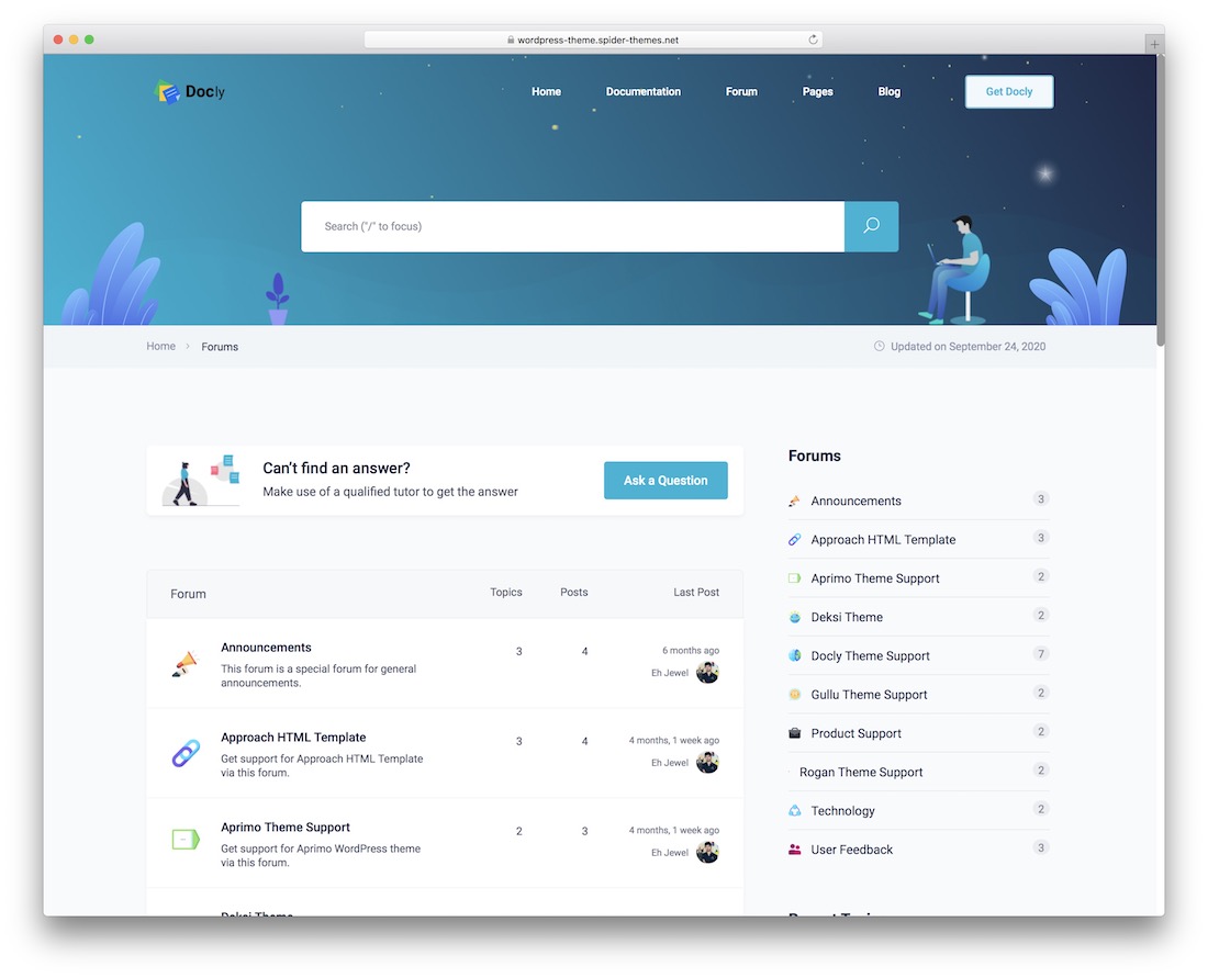 docly wordpress bbpress 論壇主題