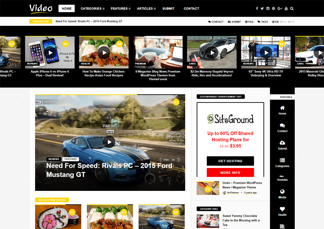 video notizie condivisione foto tema WordPress
