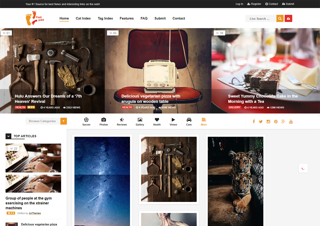 tema WordPress per la condivisione di foto del piede