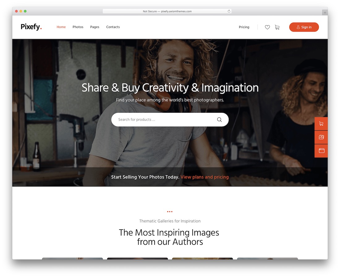 tema wordpress di condivisione foto pixefy