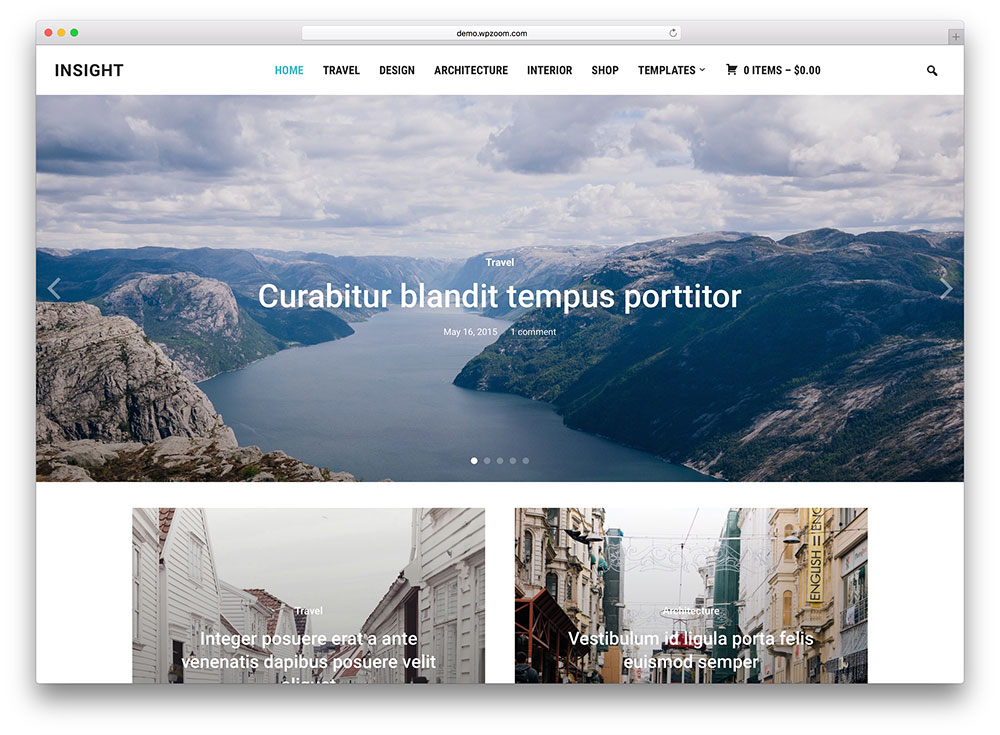 insight - tema estilo blog de fotografia