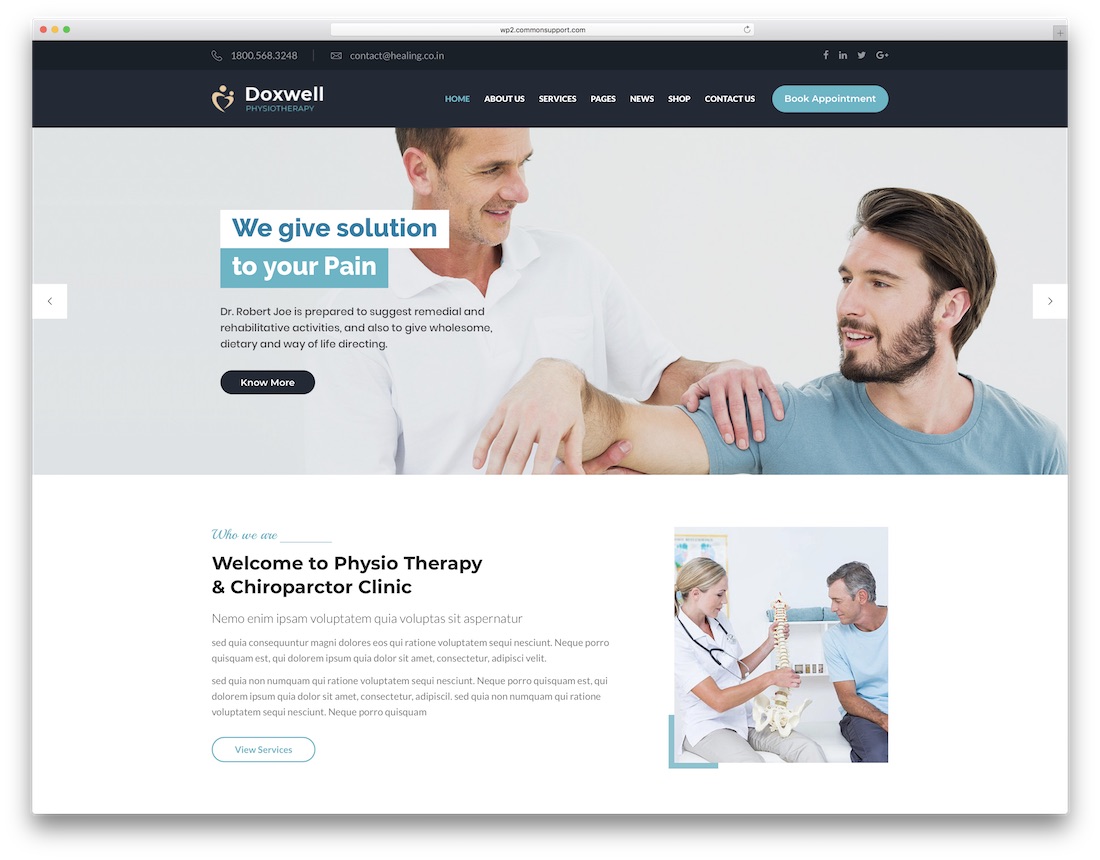 tema doxwell fisioterapia quiroprático wordpress