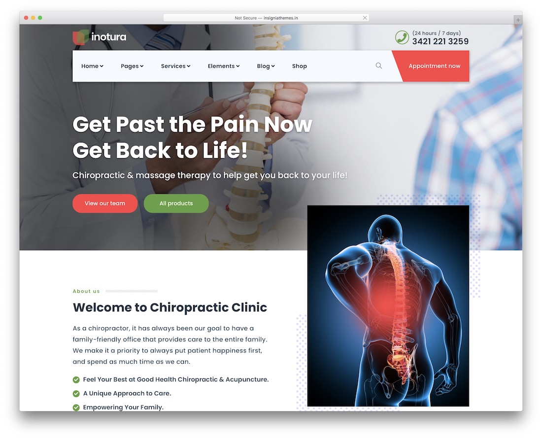 tema inotura chiropractor wordpress