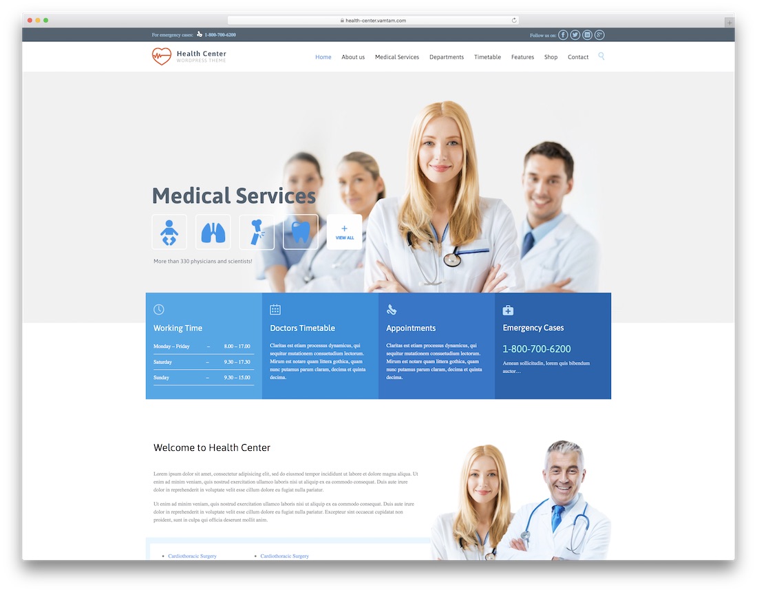 centro de saúde fisioterapia quiroprático wordpress tema