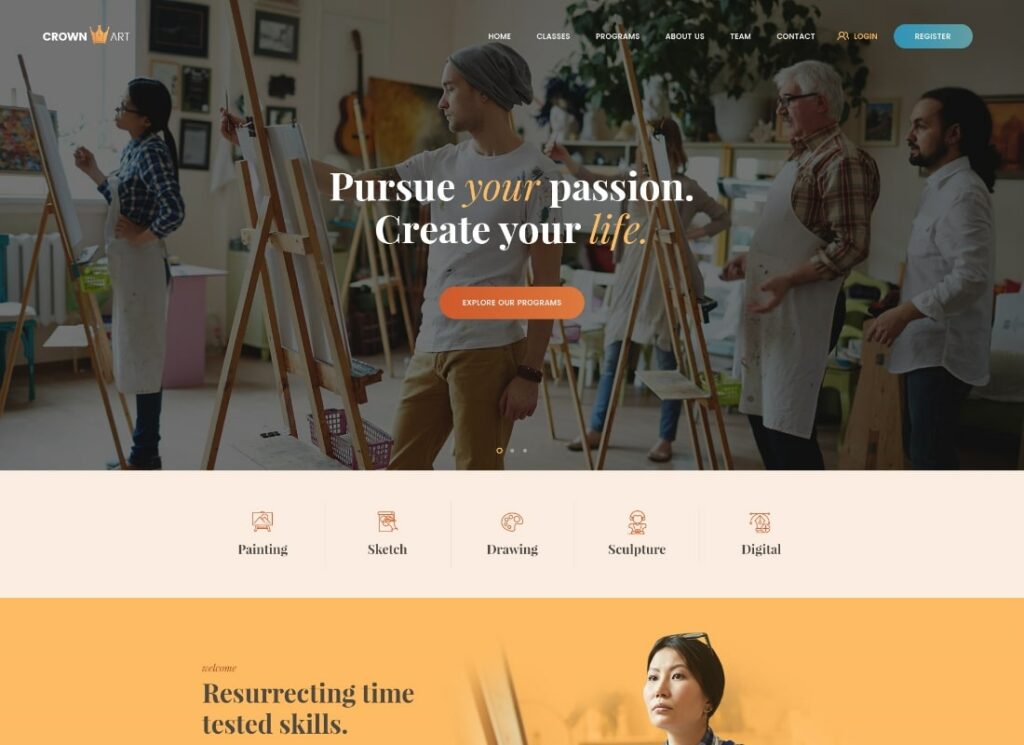 Crown Art | Tema WordPress de Desenho e Escola de Música