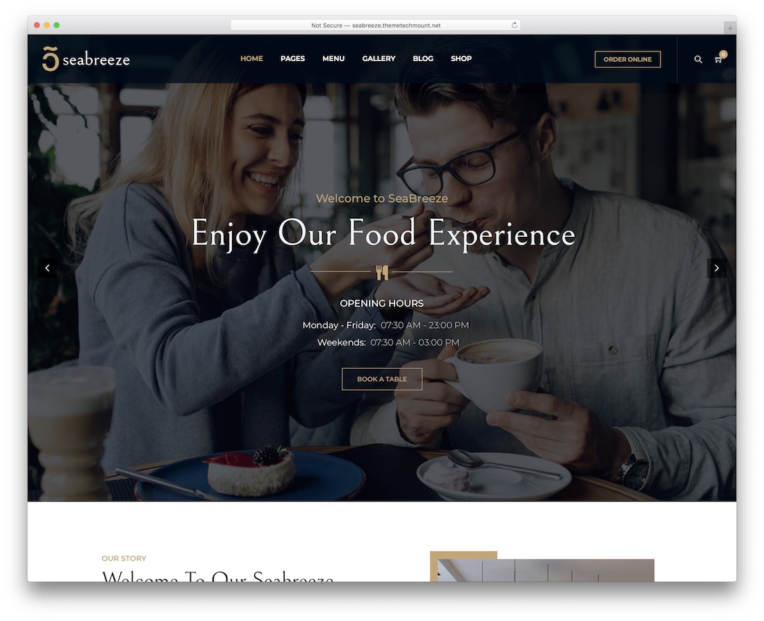 tema wordpress seabreeze per bar pub