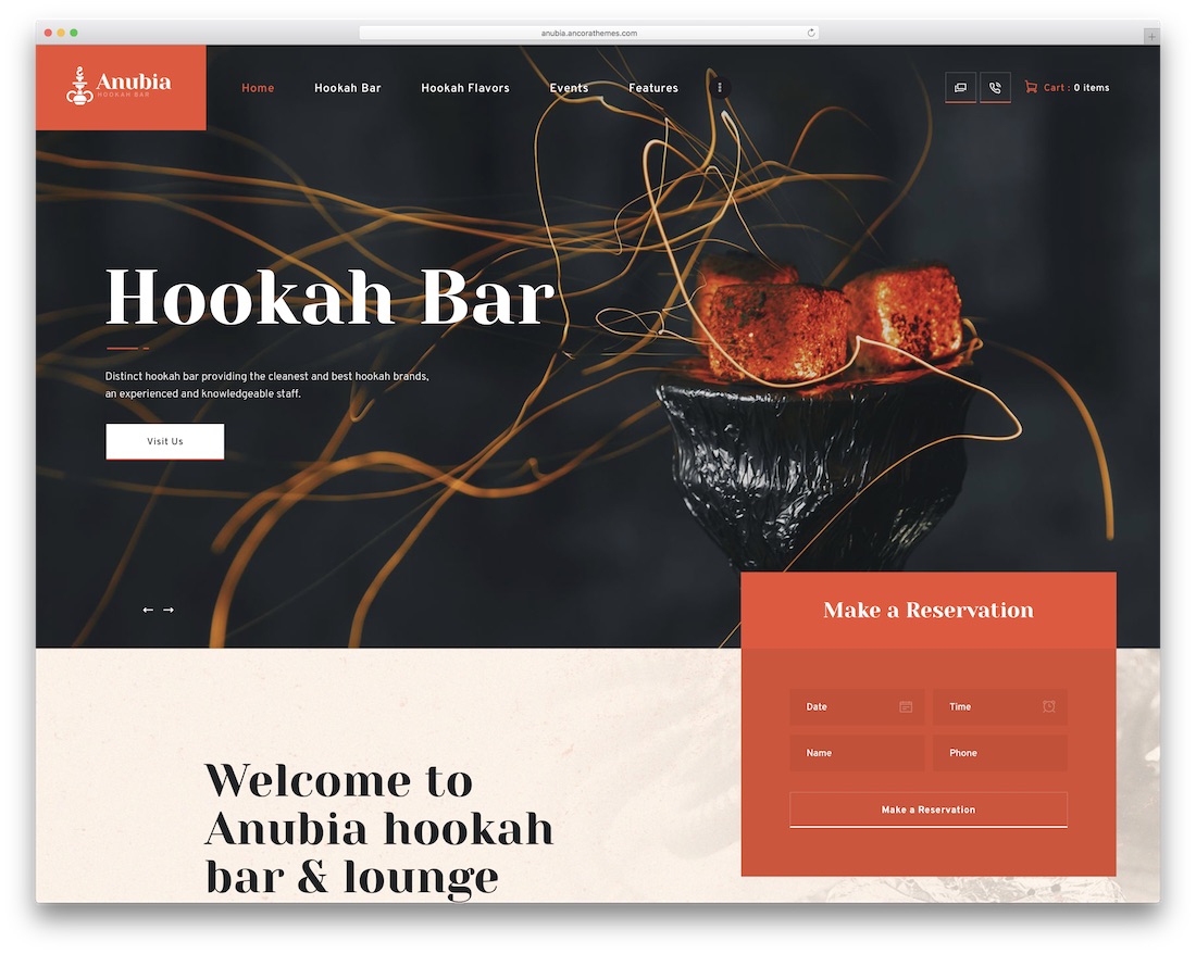 tema wordpress anubia per bar pub