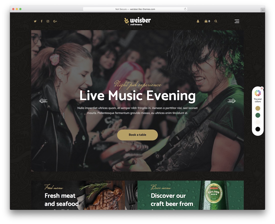 tema wordpress weisber per bar pub