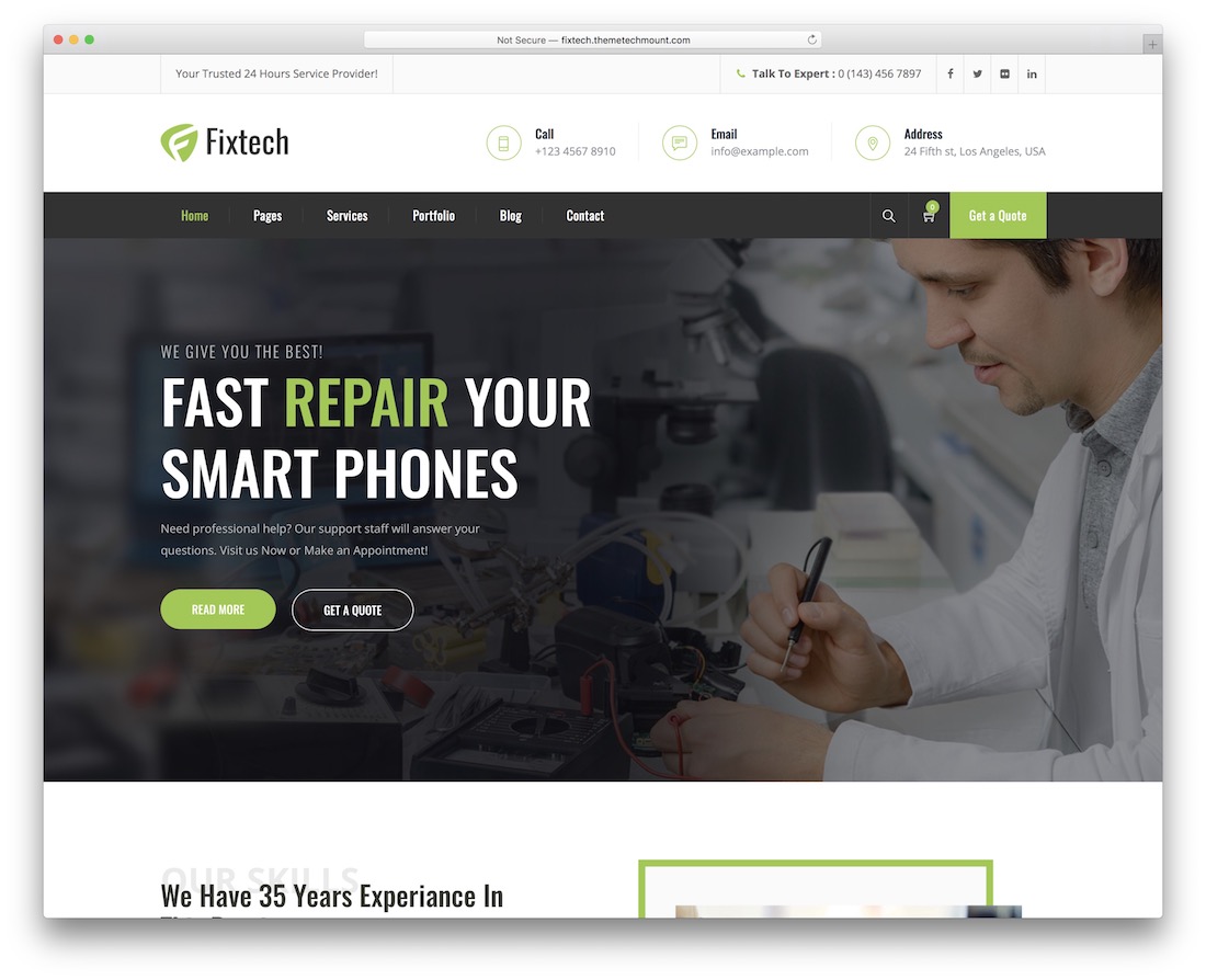 fixtech ремонт компьютера тема wordpress