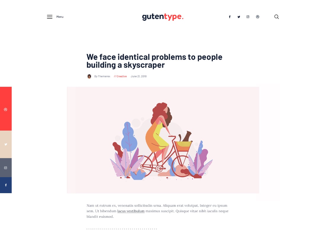 Gutentype | 100% Gutenberg WordPress Theme สำหรับบล็อกสมัยใหม่