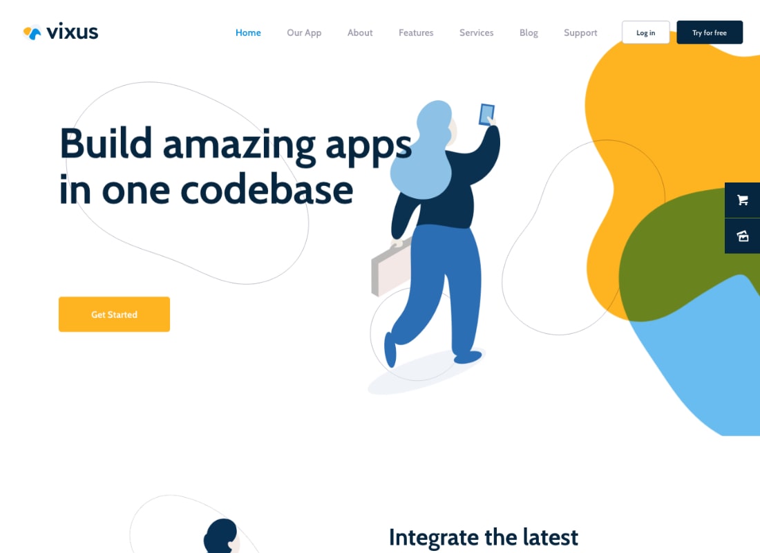 Vixus | ธีมหน้า Landing Page ของแอพเริ่มต้นและแอพมือถือ