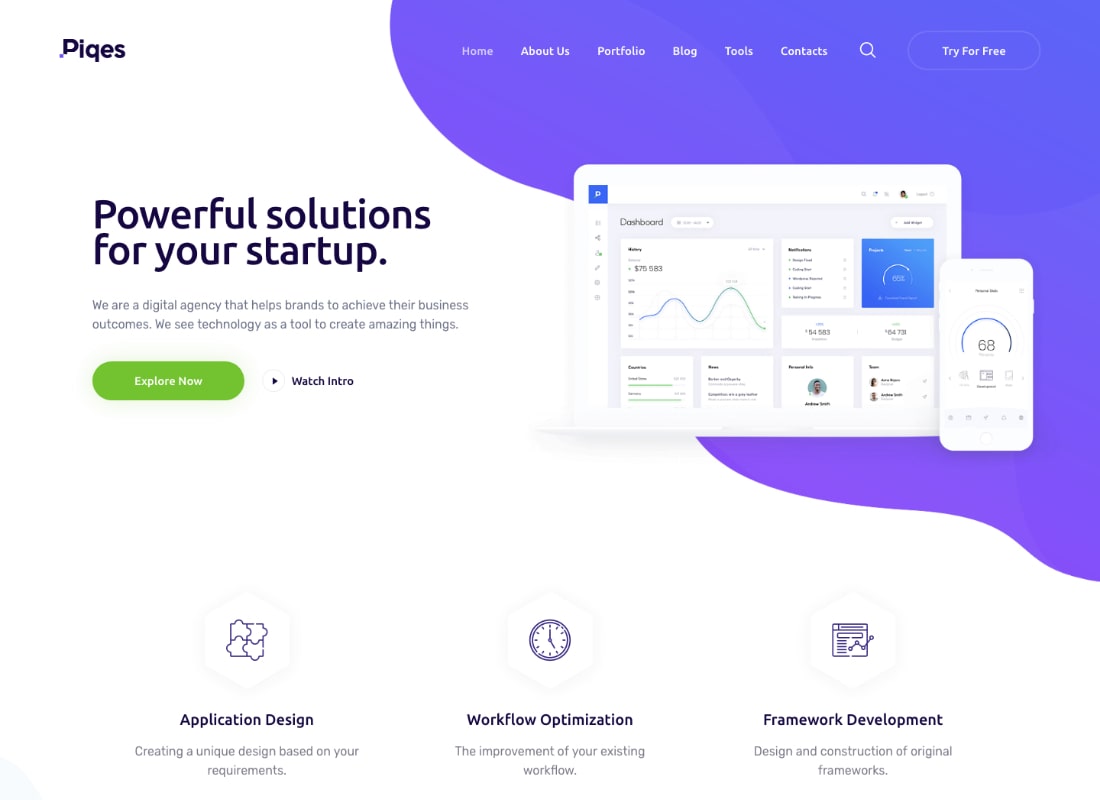Piqes | Creative Startup & Agency WordPress Theme