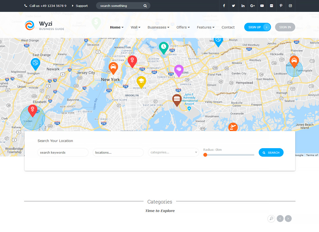 Wyzi - 業務查找器和服務提供商預訂 WordPress 社交外觀目錄列表主題