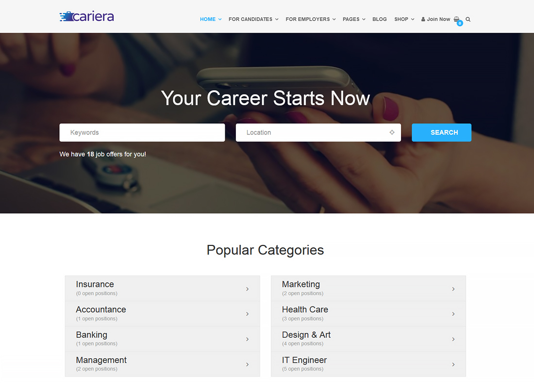 Cariera - 工作板 WordPress 主題
