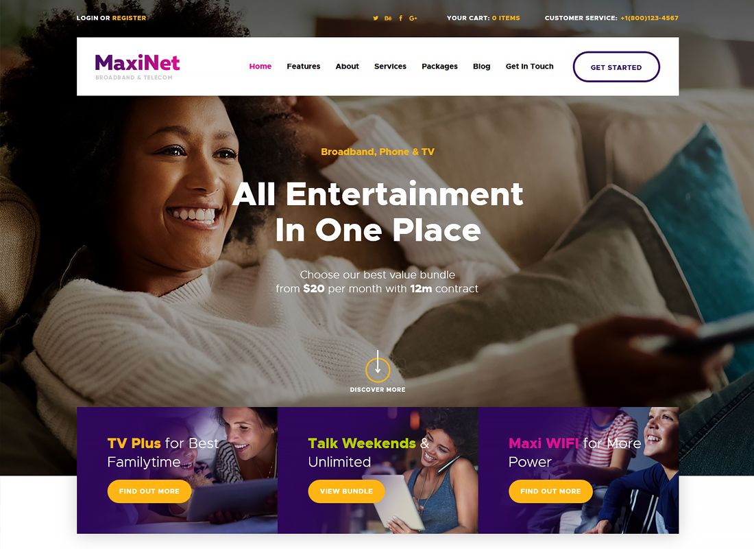 MaxiNet - 寬帶和電信 WordPress 主題