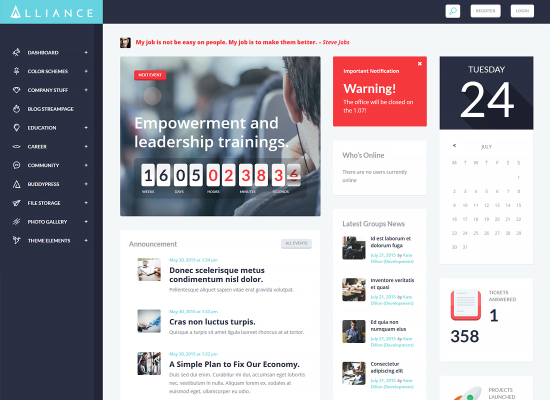 聯盟|內聯網和外聯網 WordPress 主題