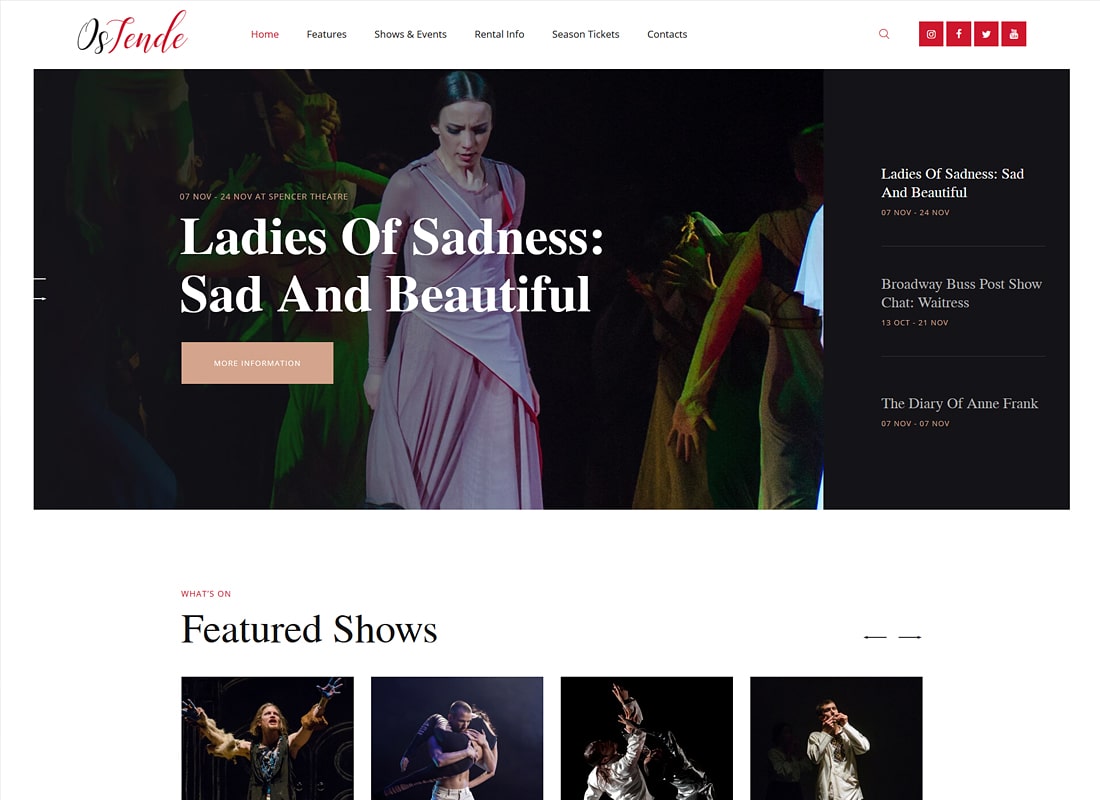 오스텐데 | 극장 WordPress 테마