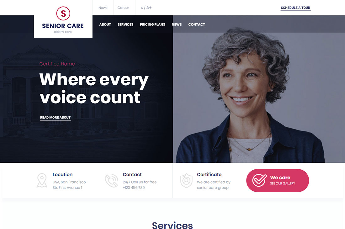 Kıdemli yaşlı bakımı wordpress temaları.