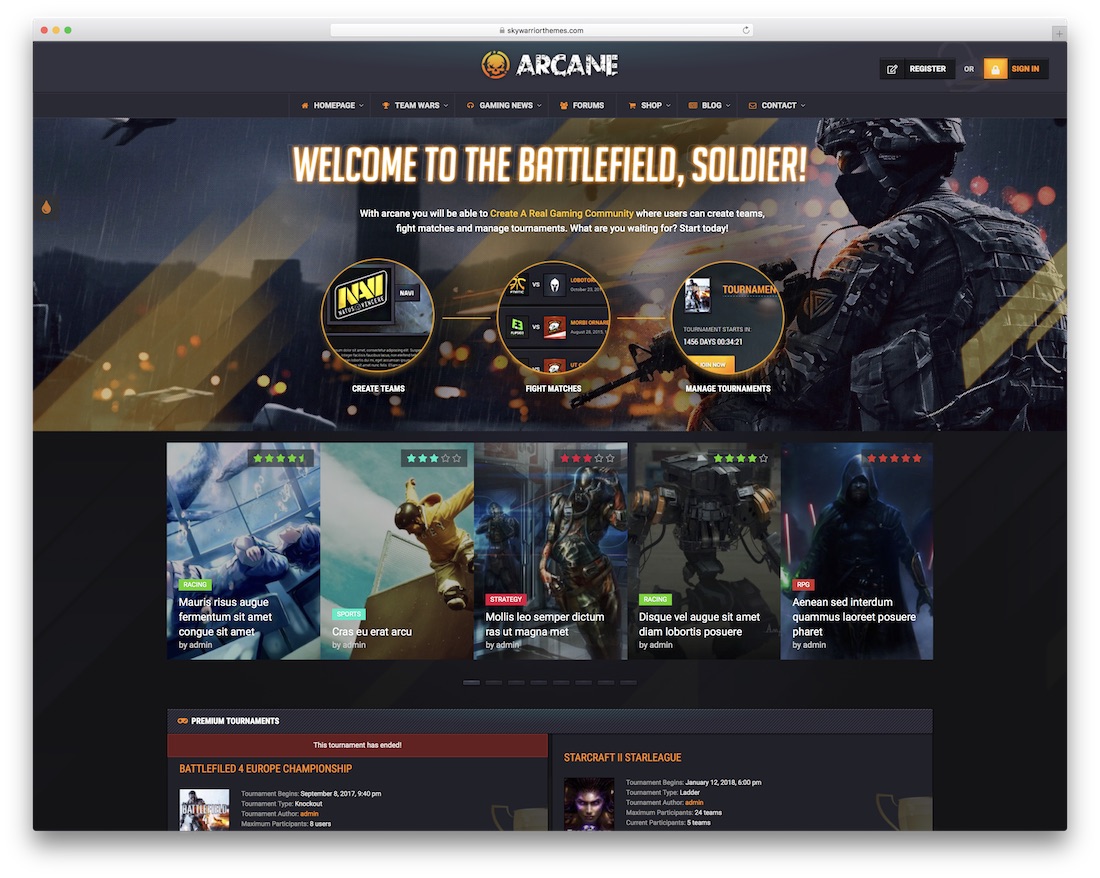 загадочная игровая тема wordpress