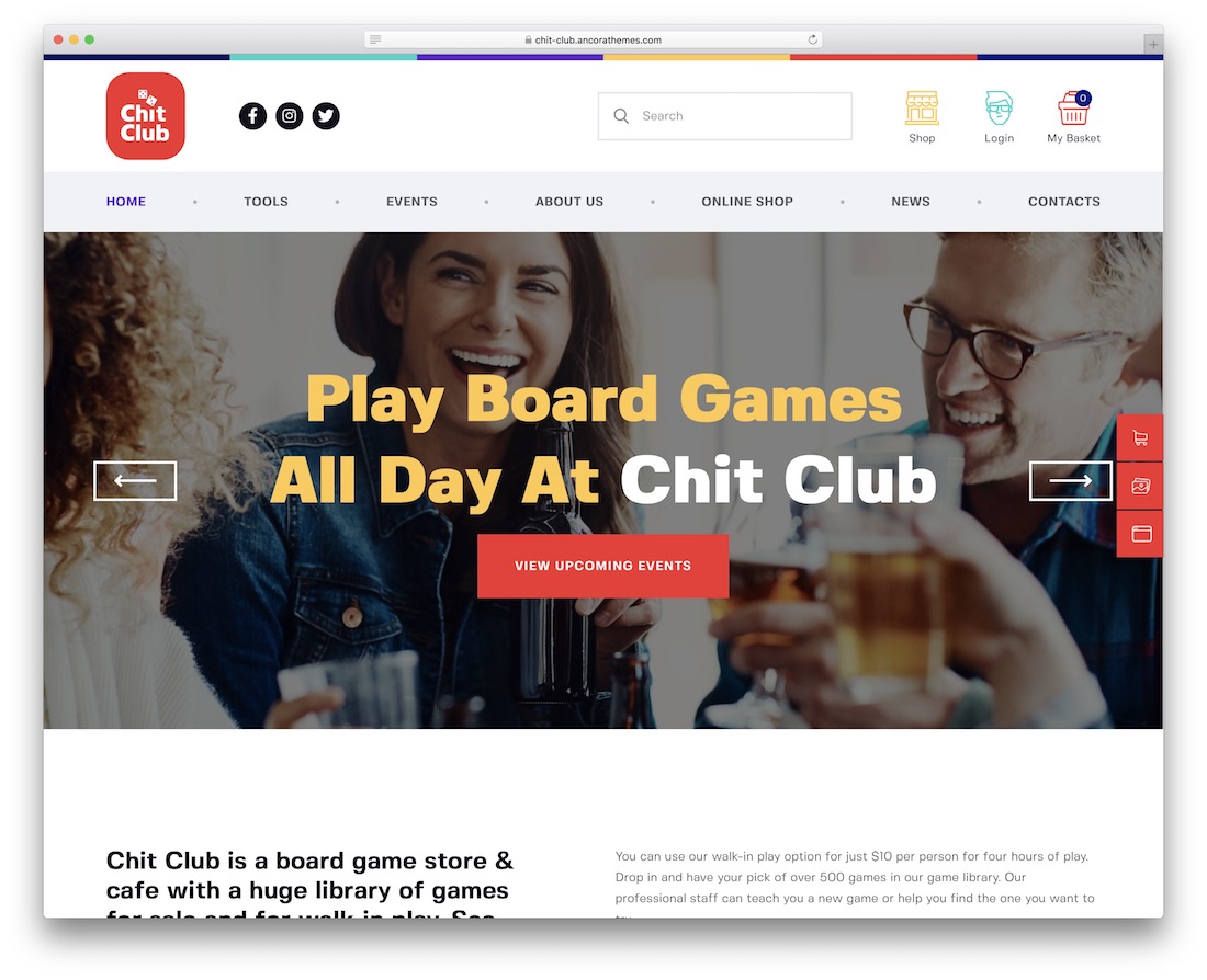 тема wordpress для игрового клуба chit club