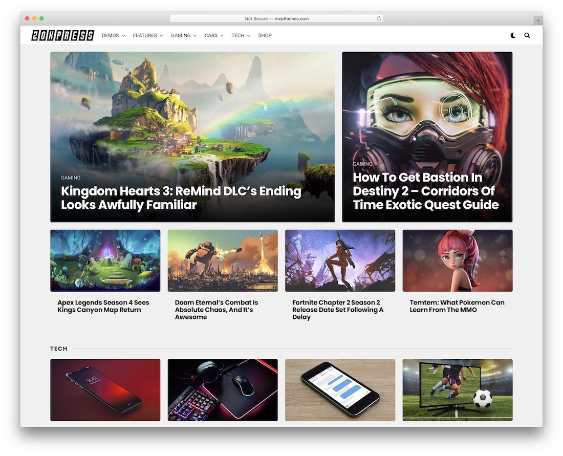тема WordPress игровые новости zoxpress