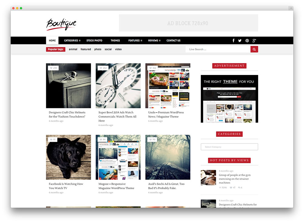 ธีมกริด WordPress บูติก
