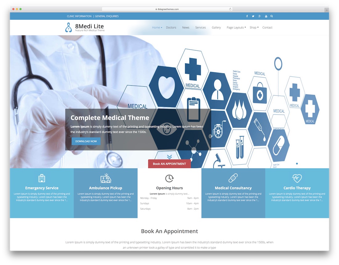 Eightmedi lite 免费医疗 wordpress 主题