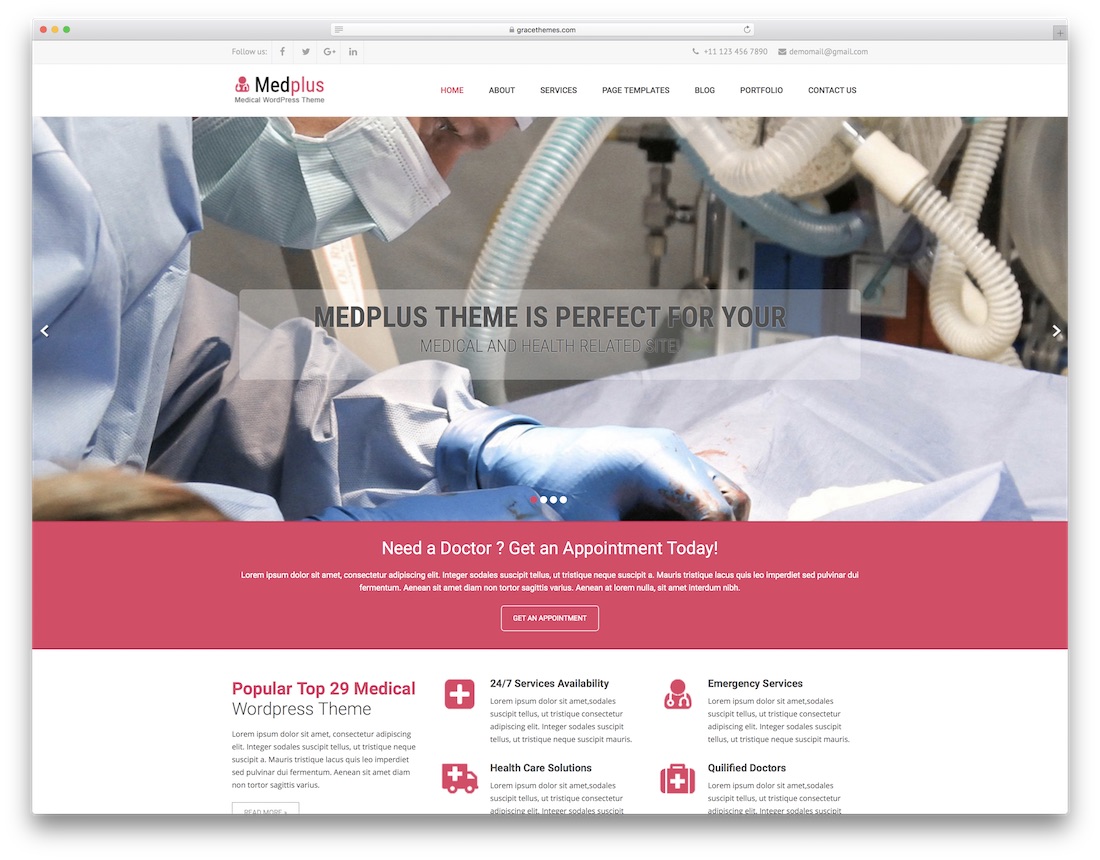 med plus 免费医疗 wordpress 主题