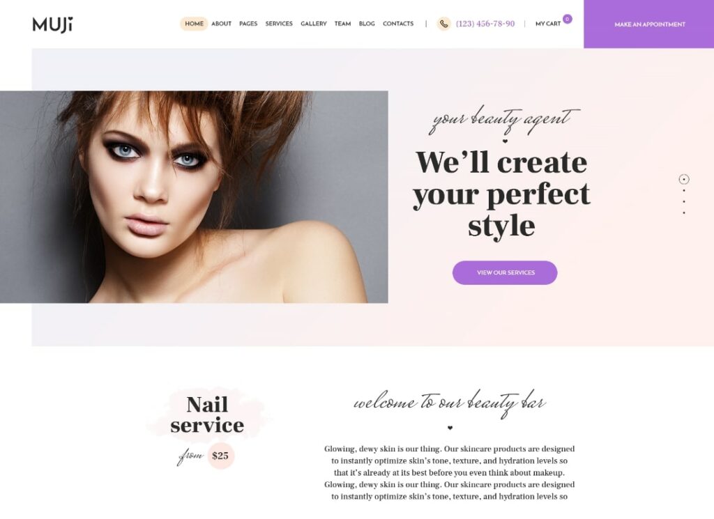 Muji | Tema WordPress per saloni di bellezza e spa