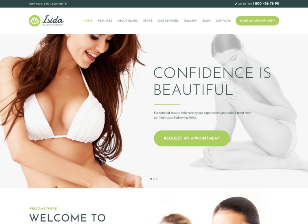 Isida | Clinica di chirurgia plastica | Tema WordPress medico